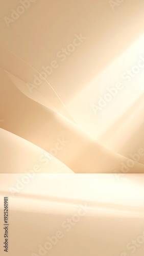 Abstract Beige Wavy Background with Studio Lighting and Elegant Texture
