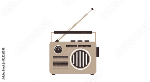 Vintage Retro Radio Receiver with Antenna.
