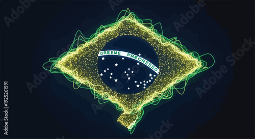 Abstract Brazil Flag Digital Particle Animation