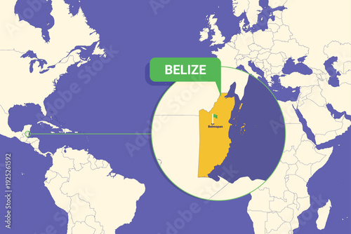 Illustration of Belize map with Belmopan highlighted
