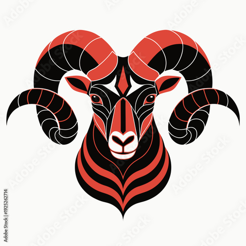 Stylized black and red ram head illustration for Eid al-Adha  