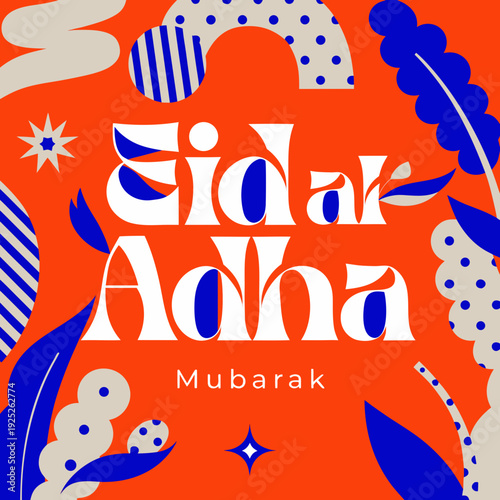 Eid al-Adha Mubarak celebration with colorful floral design  