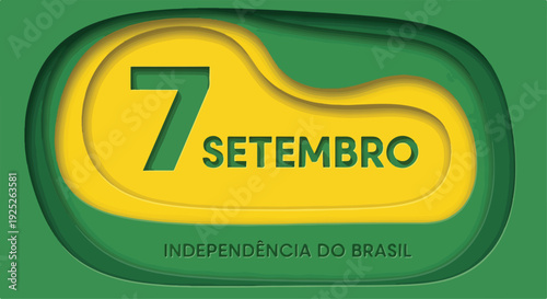 7 de Setembro Brazil Independence Day Celebration Green and Yellow Paper Cutout Graphic