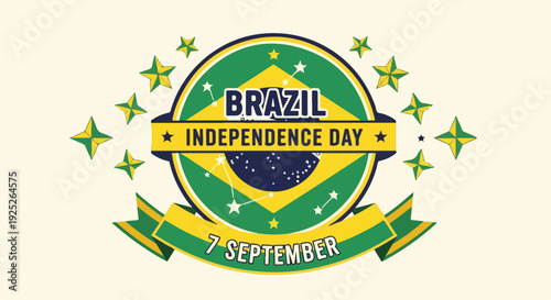 Brazil Independence Day 7 September Green and Yellow Patriotic Banner Graphic