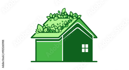 Eco-friendly house with green roof illustration for sustainable living concept
