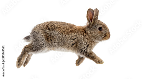 Принти на полотні small fluffy brown rabbit hopping across a transparent background, captured in mid-motion with its legs extended