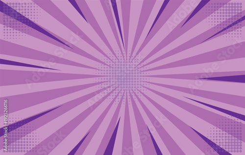 A soft lavender comic book background features gentle radial lines and a delicate halftone dot pattern, offering a charming pop art touch.
