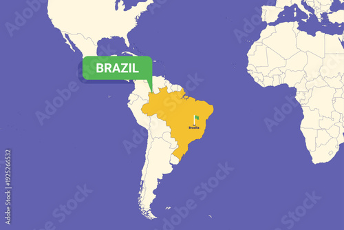 Illustration of Brazil map with Brasília highlighted
