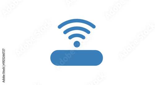 Simple blue Wi-Fi router icon on white background.