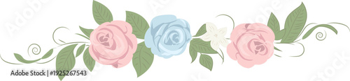 Romantic Rose Floral Border Line Design