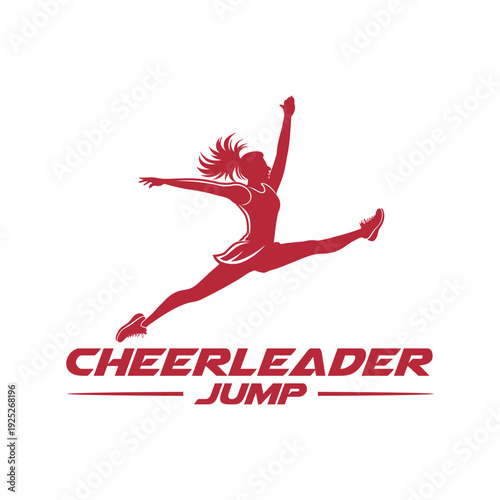  cheerleader jump logo design silhouette vector line art logo design