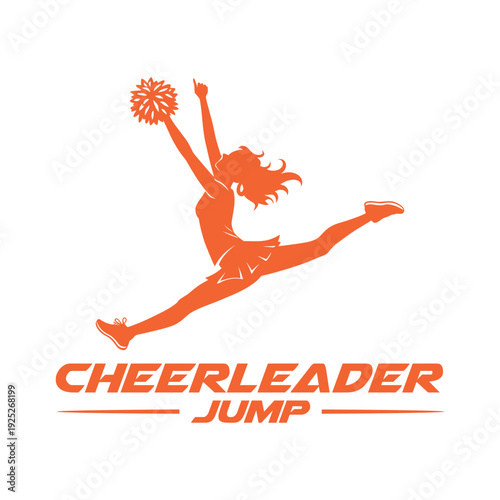  cheerleader jump logo design silhouette vector line art logo design