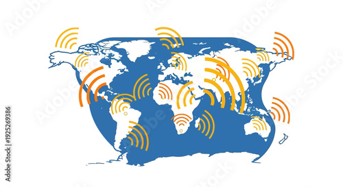 Global Network Connectivity and Communication Signals.