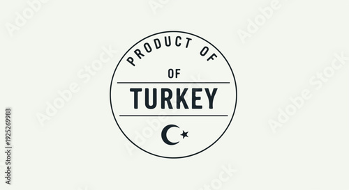 Product of Turkey vector badge with crescent moon and star, ideal for labeling, packaging, and e-commerce product origin identification