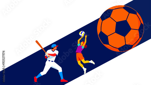 Global Sports Festival Mosaic  Multi-Athlete Action and World Cup Event Branding. Perfect for championship infrastructure planning, sports apparel retail graphics, football, basketball, cycling