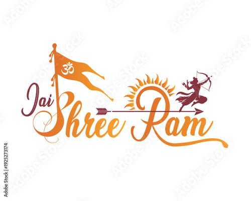 llustration of English text- Jai Shree Ram, calligraphy Design For Happy Dusshera Festival and ram Navami, Ayodhya -Jai Sri ram