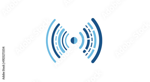 Blue signal waves radiating from a central point in a symmetrical pattern.