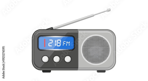 Portable digital radio with antenna and display screen.