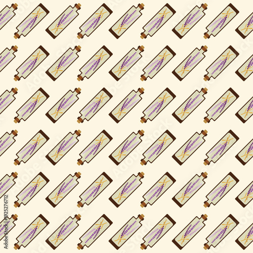 Cute lavender infusion bottles seamless vector pattern