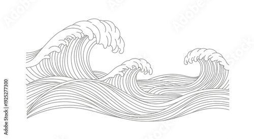 Crashing ocean waves in dynamic motion