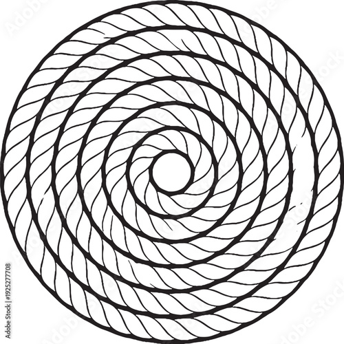 Marine Rope Coil End View Line Art Icon