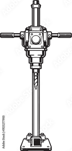 Pneumatic Jackhammer Drill Isolated on White Background Vector Illustration
