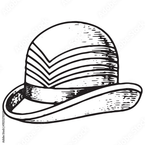 Vintage Cloche Hat Engraving Classic 1920s Women Fashion Headwear Illustration