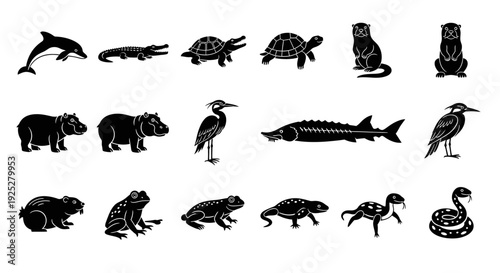Collection of Various Animal Silhouettes.