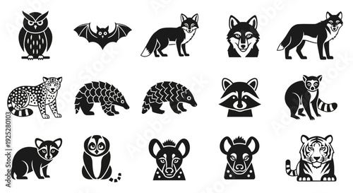 Collection of Various Animal Silhouettes and Illustrations.