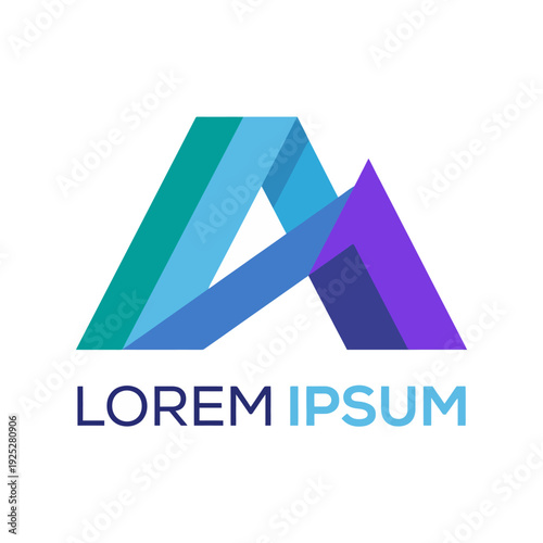 This image displays a chic lettermark logo design with sharp angles and fresh colors. It conveys a sense of modernity and sophistication for innovative branding.