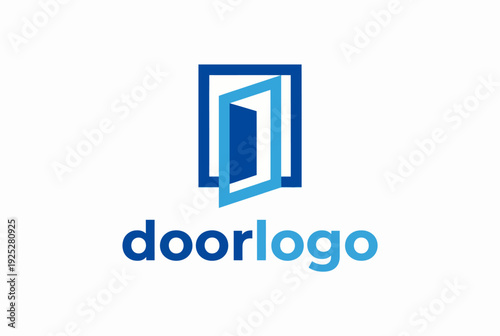Obraz na plátně This image features a sophisticated door logo, showcasing a minimalistic design style that emphasizes openness and accessibility through geometric shapes and colors