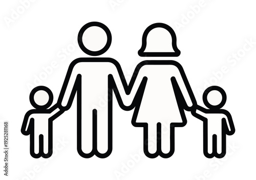Vector of a family with two parents and two children standing together