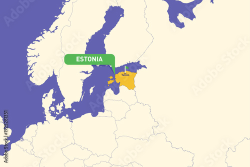 Foto Illustration of Estonia map highlighting Tallinn