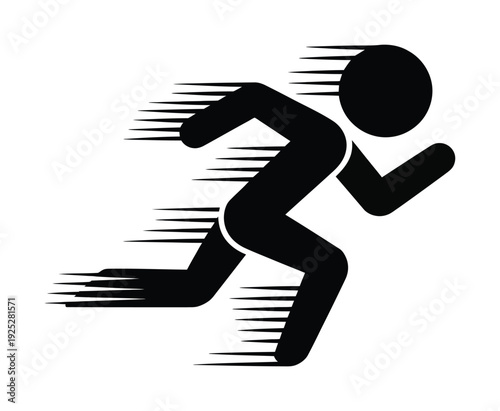 Vector of a stick figure running quickly with motion lines behind it