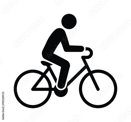 Vector of a person riding a bicycle in a simple black silhouette style