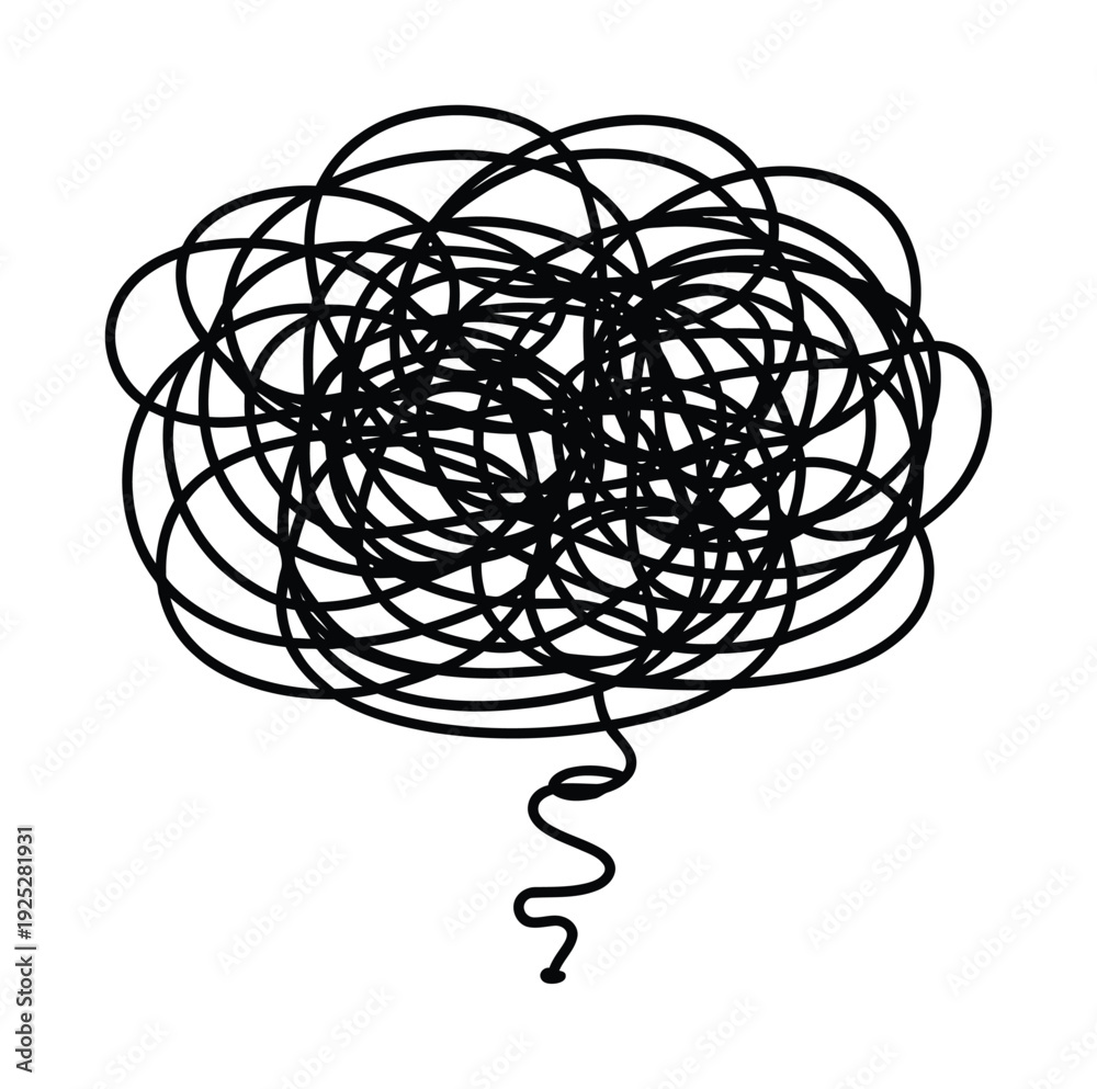 Ταπετσαρία Vector of a messy and complicated thought process depicted as black squiggly lin