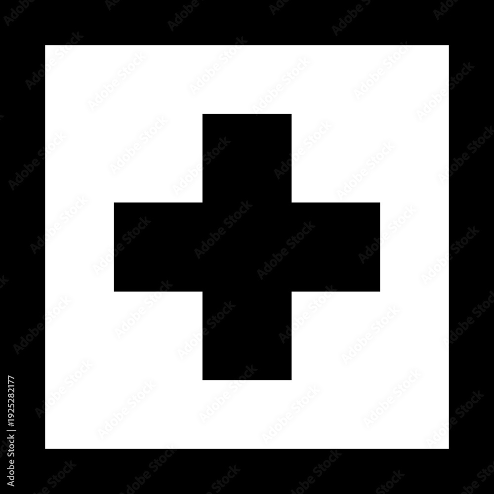 Fototapeta premium Medical plus cross icon. Healthcare symbol for first aid, emergency services isolated on transparent background. Hospital pharmacy and medicine clinical design elements in square.