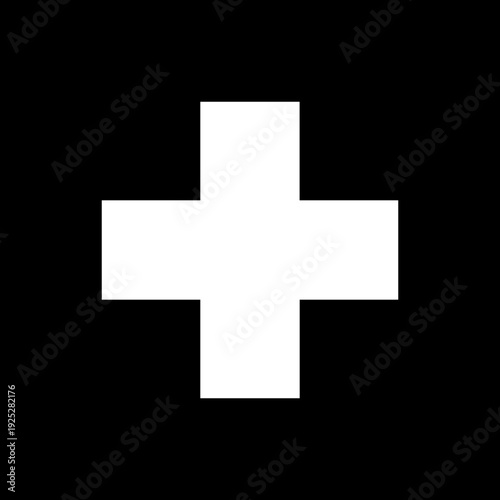 Medical plus cross icon. Healthcare symbol for first aid, emergency services isolated on transparent background. Hospital pharmacy and medicine clinical design elements in square.