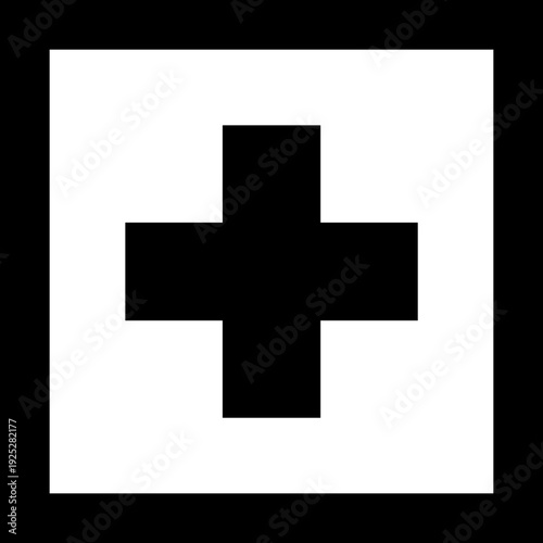 Medical plus cross icon. Healthcare symbol for first aid, emergency services isolated on transparent background. Hospital pharmacy and medicine clinical design elements in square.