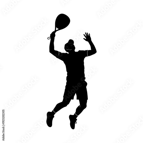 Silhouette of a Tennis Player Jumping to Serve, Dynamic Action Shot