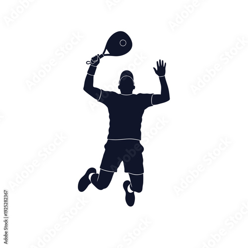 Tennis Player Jumping for Joy with Racquet Raised in Celebration