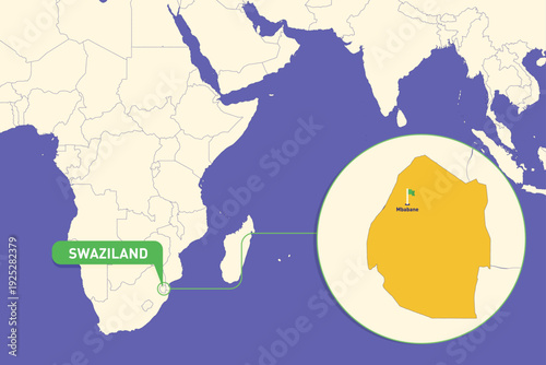 Illustration of Eswatini map highlighting Mbabane