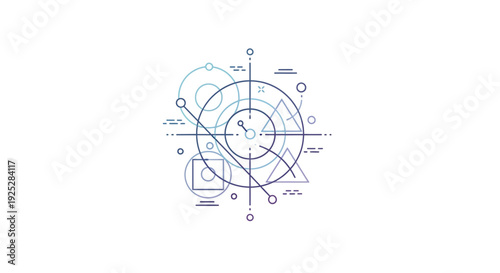 Abstract Geometric Technology Network Lines and Dots Illustration, isolated white background