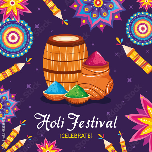 Foto happy holi wishes vector background design 05