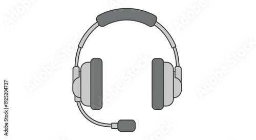 Simple grayscale illustration of a headset with microphone.