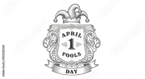 April Fools Day Crest with Jester Hat.