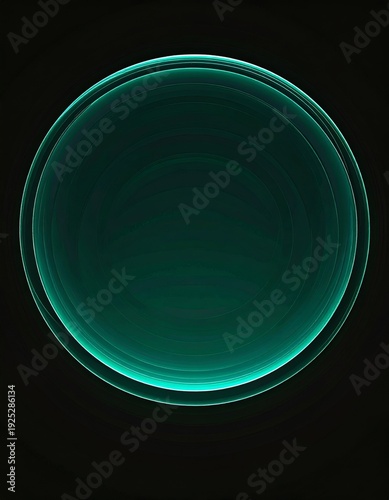 Glow Green Circle with Pixelated Edges on Black Background Pattern