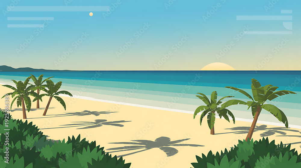 Obraz premium Tropical beach landscape with palm trees