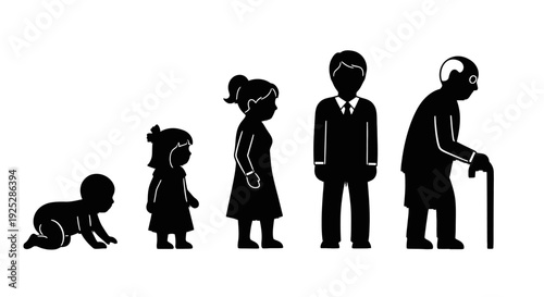 Human Life Stages Silhouette Illustration.