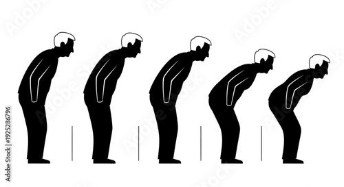 Human Posture Silhouettes Bending Forward Illustration.